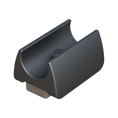 Our saddle foot for round tubes has a snap-in central peg in order to block rotation and movement.