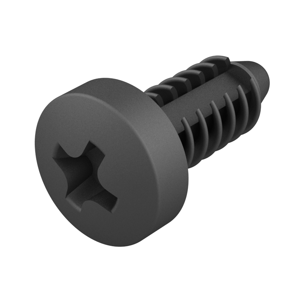 Push-in clip-screw with cylindrical Phillips head
