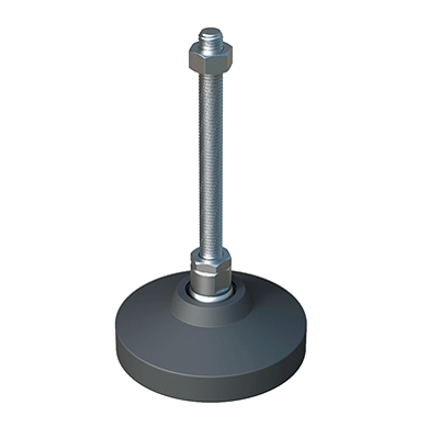 Our JTPP leveling feet have a reinforced base with a maximum tilt of <b>15º</b>. They withstand loads up to <b>14,500 N</b>.<br><br>This leveling foot is designed for applications requiring a good finish and strong mechanical properties. It can be supplied with a <b>non-slip base</b>.<br><br>The standard version is made of <b>Type 304 stainless steel</b>, and we can manufacture it in Type 316 upon request.