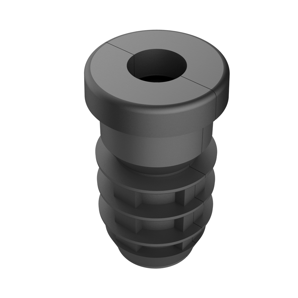 Our ribbed insert is for round tubes. It has been designed in two parts, with a hexagon metal nut in the inside.