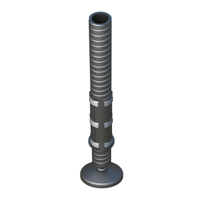 Adjustable foot with tilting base for round tubes