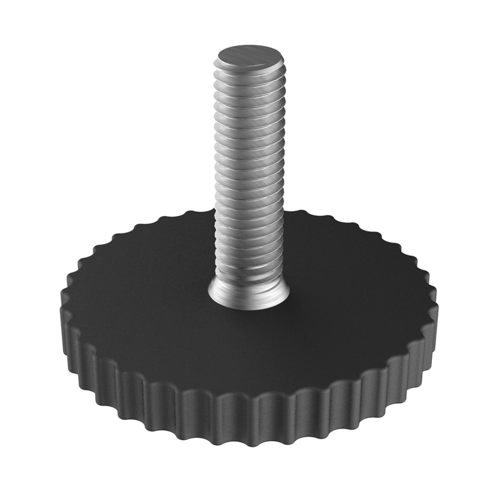 Our adjustable foot has a knurled base for easier handling. It is suitable for being used together with our finishing part LRR.