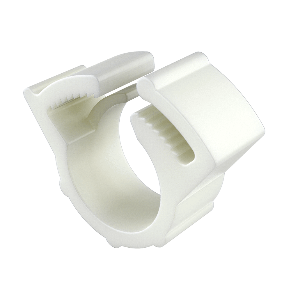 Our hose clamps provide a superior seal on hose or tubing through their patented and interlocking design by eliminating the leak path created by the overlapping ring design hose clamps. As interlocking grooves are ratcheted together , the sealing diameter of the fastener is aligned in parallel, creating a uniform clamping surface. Clamps may be removed by separating the clamping halves in a perpendicular direction at the seal. Clamps can be used in the following fields of application: appliance, electrical, electronic, R.V., boating and automotive. Installation tools for large series are available, see our groups MHAN and MHANZ (2 pneumatic models).