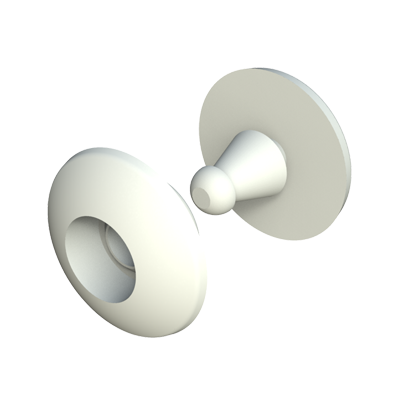 This two-piece rivet is designed for flexible plastic I.D. or security bracelet. Male and female rivets snap into pre-punched holes in the plastic bracelet and then snap together. It is very difficult to remove without damaging, preventing its loss or its modification. Male and female parts are packed and sold separately.