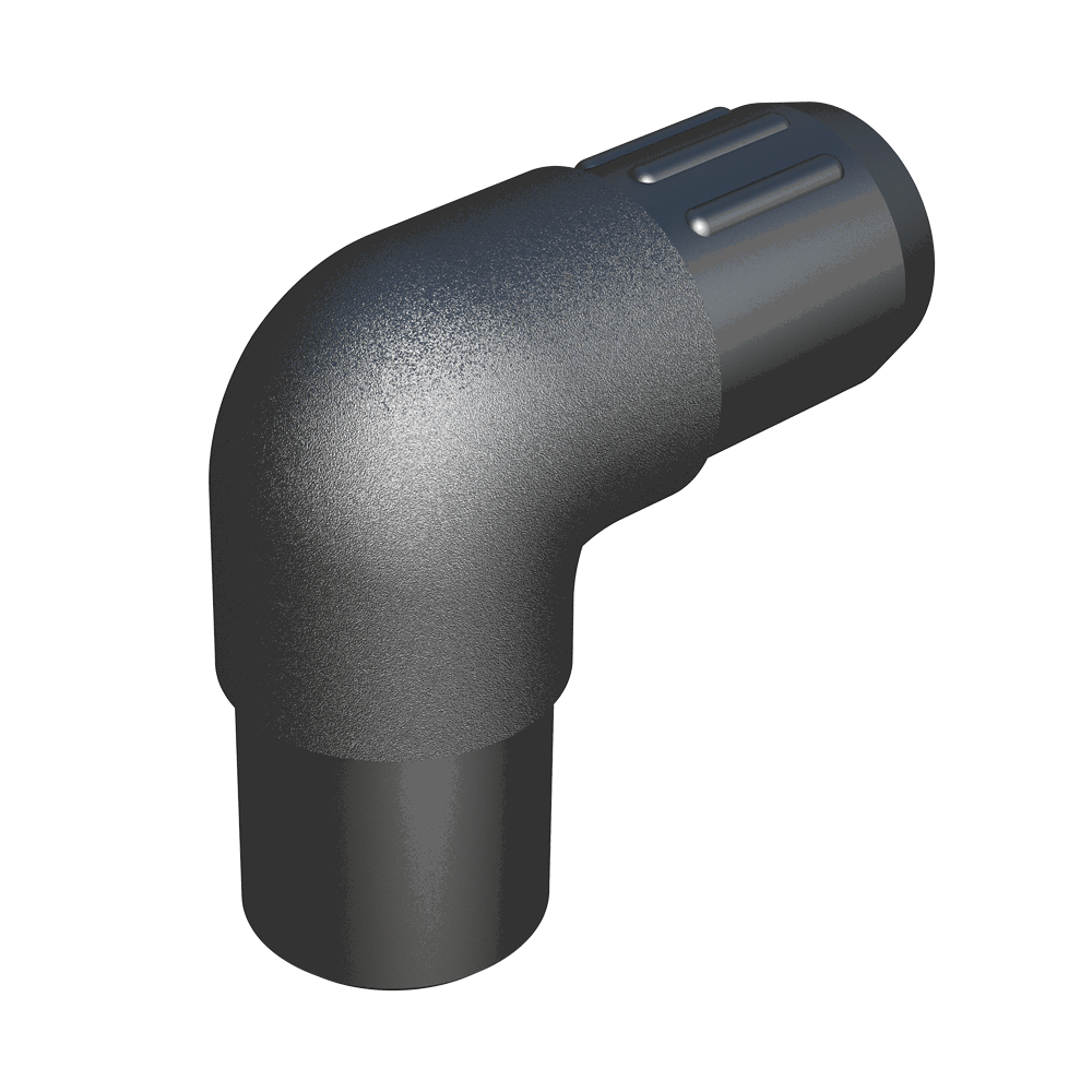 2 tubes elbow connector with visible union