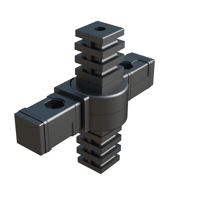 4 tubes hinge connector with nut cavities