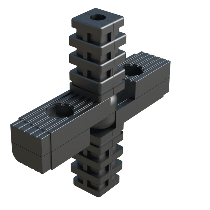 4 tubes hinge connector with nut cavities and reinforcement