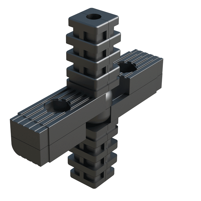 4 tubes hinge connector with nut cavities and reinforcement THCCF