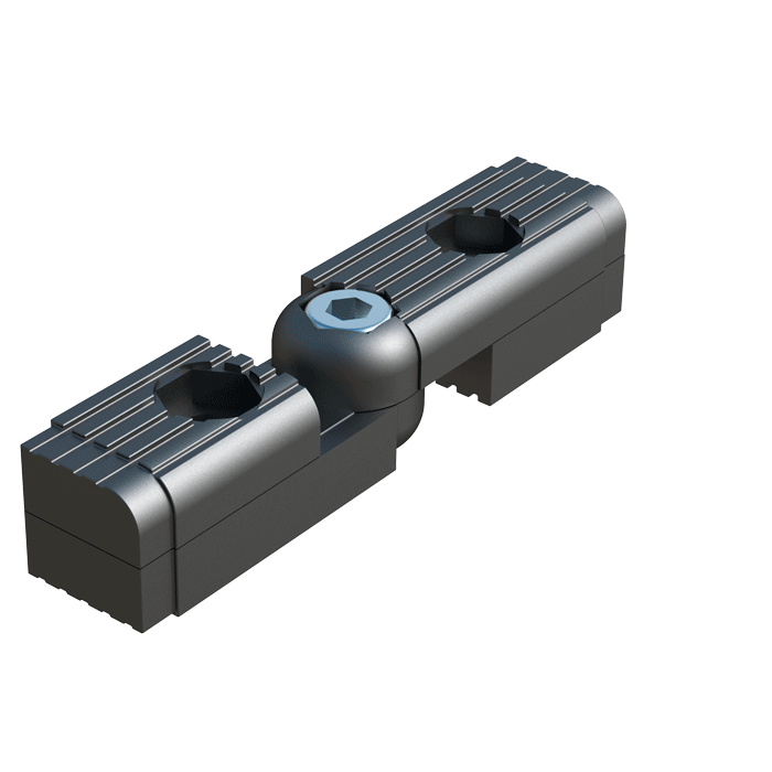 2 tubes hinge connector with nut cavities and reinforcement THCLS