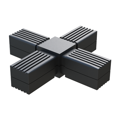 4 tubes X connector with a cavity for metal core THCXA