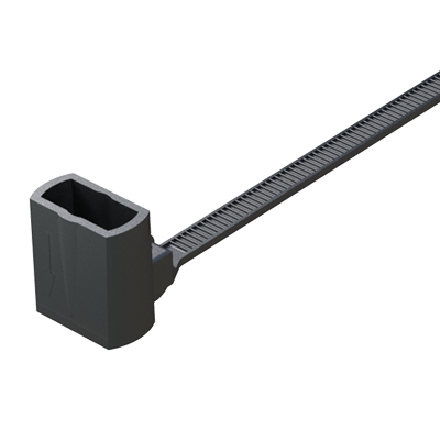 Cable tie with threaded fastening to fix to a bolt, screw or stud.